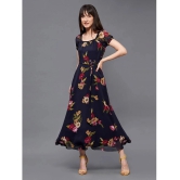 Miss Chase Georgette Printed Midi Womens Fit & Flare Dress - Navy ( Pack of 1 ) - None