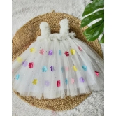 Cutedoll White Sparkle Flower Pattern Kids Party Frock Dress-12-18 Month