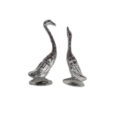 A Pair of Silver-Plated Metal Swan Figurines (Pack of 2)