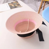 Mom and child straw hat set-White