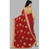 Om Shantam Sarees - Red Silk Blend Saree With Blouse Piece ( Pack of 1 ) - Red