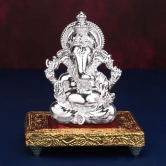 Artarium Car Dashboard Vighnaharta Ganesha Idol Home Decor Item Ganesh Murti Statue for Gift Silver Plated (Pack-1)