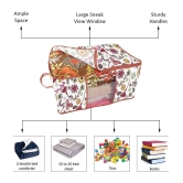 PrettyKrafts Underbed Storage Bag, Storage Organizer, Blanket Cover with Side Handles (Set of 3 pcs) - Multi Flower