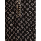 Rangita Women Rayon Black Gold Printed Knee Length Straight Kurti - None