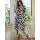 Vbuyz Cotton Printed Straight Womens Kurti - Navy Blue ( Pack of 1 ) - None