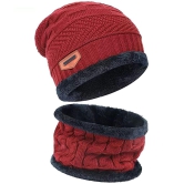 HORSE FIT Winter Beanie Cap for Men, and Women Wool Knitted Hat with Woolen Neck Warmer Scarf Muffler- Multi color. - One Size