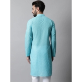 Jompers Men Sky Blue Chikan Kurta Only-XL / Blue