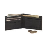 Men''s Genuine Leather Wallet - Black-Black / Leather