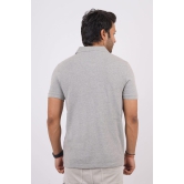 Men's Grey Melange Embroidery Polo T-Shirt
