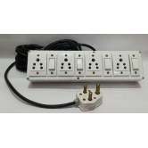 6A 4 Sockets (5 Pin Socket) & 4 Switch (Straight) Extension Box with 16A Plug & 50m Wire