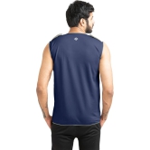 Men Solid Round Neck Polyester Dark Blue T-Shirt