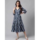 Janasya - Navy Blue Cotton Womens A-line Dress ( Pack of 1 ) - None