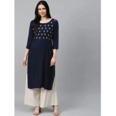 JC4U - Navy Blue Rayon Womens Straight Kurti ( Pack of 1 ) - None