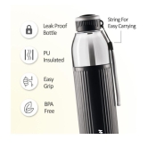 Milton Kool Glossy 600 Insulated Inner Pet Water Bottle, 1 Piece, 570 ml, Black | Easy To Carry | Leak Proof | School | Office | Gym | Hiking | Treking | Travel Bottle - Black