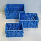 Rafia Storage Baskets Set of 3-Dark blue