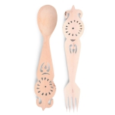  Handcrafted Wooden Spoon and Fork Set with Intricate Carvings