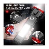 LED 3W Torch Light Rechargeable Torch Flashlight,Long Distance Beam Range Car Rescue Torch with Hammer Window Glass and Seat Belt Cutter Built - Assorted