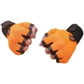 Lather Palm Support Weight Lifting Gym & Fitness Gloves (Orange) 