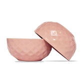 Ceramic Dining Pink Diamond Shaped Ceramic Soup/Cereal Bowls- Set of 2