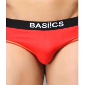 BASIICS By La Intimo Cotton Blend Mens Briefs ( Red ) - M