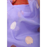 Lavender and Red Pure Organza Saree - Gorgeous Banarasi Kora Silk Saree  with Sona Rupa Kadhuwa motifs | SILK MARK CERTIFIED