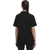 Women Solid Polo Neck Polyester Black T-Shirt