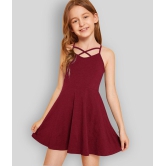 Addyvero - Maroon Cotton Blend Girls A-line Dress ( Pack of 1 ) - None