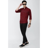 Men Maroon Slim Fit Solid Full Sleeves Casual Shirt