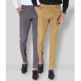 SREY - Grey Polycotton Slim - Fit Men's Chinos ( Pack of 2 ) - None