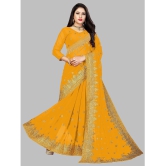 Om Shantam Sarees - Yellow Georgette Saree With Blouse Piece ( Pack of 1 ) - Yellow