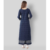 Tissu - Navy Blue Straight Cotton Women''s Stitched Salwar Suit ( Pack of 1 ) - XXL