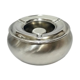 Dynore Stainless Steel Heavy Gauge Matka Shape Lid Ash Tray For Home, Office, Bar and Tabletop Decoration - Silver