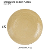 Handcrafted Reactive Glaze Ceramic Dinner Plates, 6 Pieces Serving for 6, Microwave and Dishwasher Safe, Bone-ash Free, Full Plate Set Crockery for Dining and Gifting, Yellow Ten