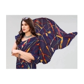 Kashvi Sarees Georgette Printed Saree With Blouse Piece - Navy Blue ( Pack of 1 ) - Navy Blue