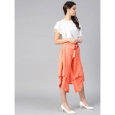 Women Off White & Peach-Coloured Ruffled Top with Layered Trousers