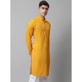 Jompers Men Mustard Chikan Kurta Only-L / Mustard