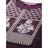 Varanga Viscose Embroidered Straight Womens Kurti - Burgundy ( Pack of 1 ) - None