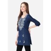 Meher Impex Denim Embroidered Straight Womens Kurti - Blue ( Pack of 1 ) - None