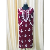 Modal Chikankari kurti-Maroon / 46/3XL