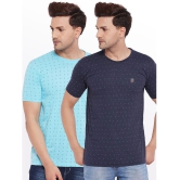 Lycos - Cotton Blend Regular Fit Navy Blue Men's T-Shirt ( Pack of 2 ) - None