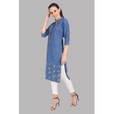 CEFALU - Blue Denim Women''s Straight Kurti ( Pack of 1 ) - None