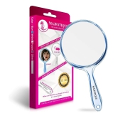 Majestique Dual Side Extra Large Handheld Mirror 1X/10X Magnifying Perfect for Shaving Makeup - Blue