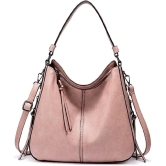 Lychee bags Women Pu Handbag Shoulder Hobo Bag (Peach)