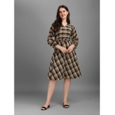 gufrina Cotton Blend Checks Knee Length Womens Fit & Flare Dress - Black ( Pack of 1 ) - None