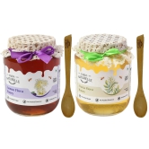 Farm Naturelle-Virgin 100% Pure Raw Natural Unprocessed Acacia & Jamun Flower Forest Honey-(1000+150gm Extra+Wooden Spoons.) x 2 Sets.