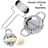 3Pcs Set Stainless Steel Dumplings Maker, 2Pieces Dumpling Molds, 1Piece Dumpling Skin Roller Pie Ravioli Empanadas Press Mold Kitchen Accessories