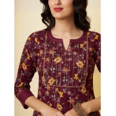 Tissu Cotton Printed Kurti With Palazzo Womens Stitched Salwar Suit - Maroon ( Pack of 1 ) - None