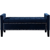 Royal Blue Premium Wood Upholstered Flip top Storage Bench-Blue