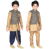 ahhaaaa Kids Indian Ethnic Waistcoat, Kurta, Breaches and Dhoti Pant Set for Baby Boys - None