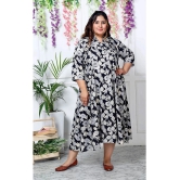 Swasti Cotton Blend Printed Shirt Style Womens Kurti - Black ( Pack of 1 ) - None